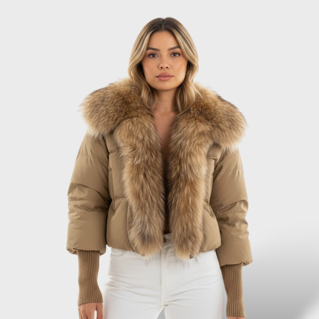 Chaqueta acolchada con cuello de piel sintética